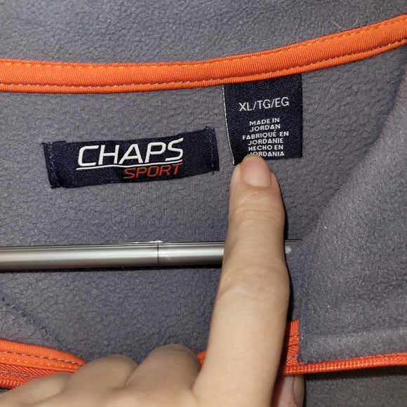 Chaps Sport Men’s XL Quarter Zip Fleece Pullover Grey Orange Gorpcore Dadcore - Picture 4 of 6